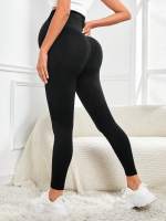 Leggings De Maternidad Con Cintura Alta Y Soporte Para El Bello Tejidos De Spandex Y Nylon Ajustados Trajes De Forma Corporal Para Mujeres Embarazadas - details 3