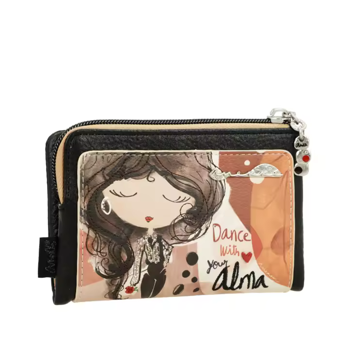 Billetero mediano Anekke Alma - Material flexible - Monedero con cierre de cremallera - Tarjetero con múltiples ranuras - Ref. 40709-912 - Mide 15 x 10 x 3 cm - 1