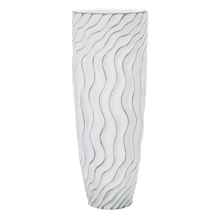 Jarrón de Resina Blanca con decoraciones en relieve Ø 35x90 cm - 1