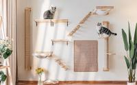 Árbol para Gatos de 127 cm, Montado en la Pared, con Cama para Gatos, Poste Rascador y colchoneta de Yute, árbol Rascador para Gatos Hecho de Madera de Caucho sólida Natural, Grande - details 1