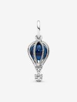 Pandora - Charm de viaje en Globe aerostático Azul-Plata de Lei - details 1
