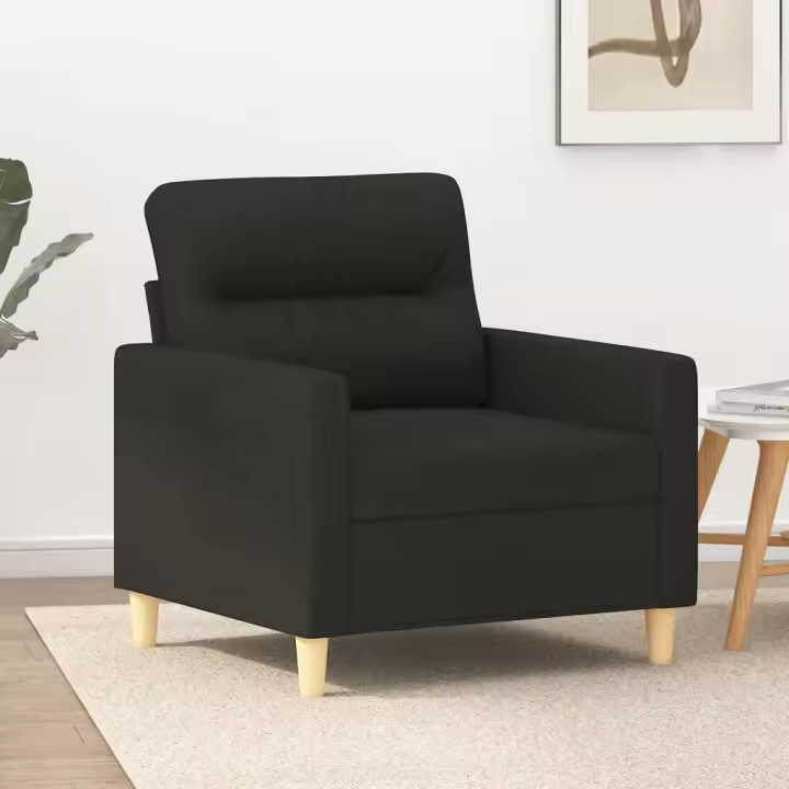 vidaXL Sillón de tela negro 60 cm - 1