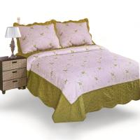 KingnetStore - Colcha Bouti Bordada Acolchada, Colcha Cubre Cama 100% Poliéster. Fina, Extra Suave y Ligera. Ideal para Primavera Verano Entretiempo, Con Funda Cojín Almohada, Elegancia y Suavidad con un Diseño Floral. Para Cama de 90 105 135 150 CM - details 0