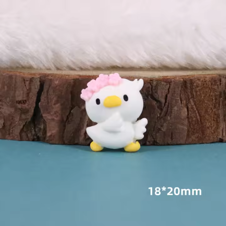 10pcs Pato Cartoon Mini Resina Adornos De Espalda Planos Cabochón Encantos Para Scrapbook Accesorios De Joyería Para Niñas - 1