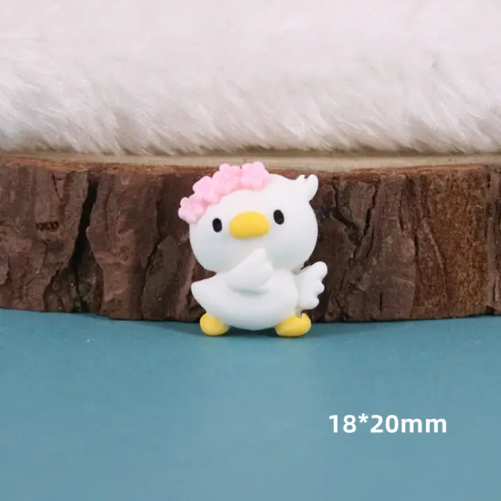 10pcs Pato Cartoon Mini Resina Adornos De Espalda Planos Cabochón Encantos Para Scrapbook Accesorios De Joyería Para Niñas - 1
