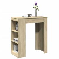 vidaXL Mesa alta con estantes madera ingeniería blanca 95x47x103,5 cm en color Blanco/Gris hormigón/Gris sonoma y más | estructura resistente ideal para salón dormitorio o estudio - details 3