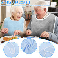 4Pcs Bibs Para Adultos En Poliéster Protección Rresistente a Manchas Para Comidas Y Bebidas Ajustables Para Ancianos Azul/Ceniza - details 2