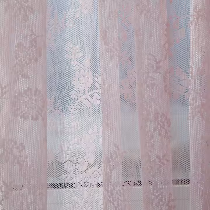 Cortina De Encaje Blanco Rosa Europeo Para Decoración De Hogar Tratamiento De Ventanas Para Sala De Estar Y Dormitorio Tela Voile Translúcida Sin Aislamiento Solar - 1