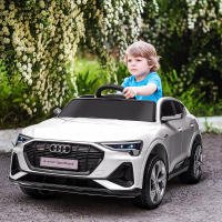 HOMCOM Coche Eléctrico Audi E-tron 12V para Niños de +3 Años con Mando a Distancia Faros Bocina Música MP3 TF USB y Apertura de Puerta 3-5 km/h 108x60x47 cm Rojo/Blanco - details 1