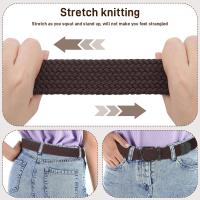 2 Piezas Cinturón Trenzado Elástico, Cinturón Hombre Con correa de Aleación para Jeans, Cinturón TejidoGolf para Hombres y Mujeres, Negro y Marrón3.5 * 110cm, Sin Agujas - details 4
