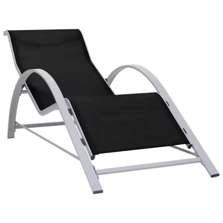 vidaXL Tumbona textilene y aluminio Negro, Crema, Taupé Sillas de Exterior Ideal para jardín, playa, piscina, terraza Tumbona Piscina Tumbonas Playa Tumbonas Jardín Exterior - 1