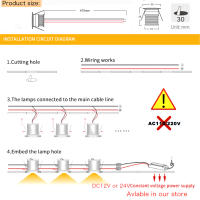 Lámpara De Techo LED Mini 3W Spotlights Dimmable 12V 24V 30mm Cutout Rescendida Para Interiores Iluminación De Exhibiciones Y Display - details 7