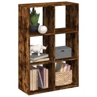 vidaXL Librería divisora madera ingeniería 69,5x29x103,5 cm en color Blanco/Madera antigua/Gris hormigón y más - details 5