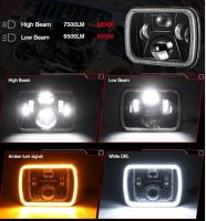Faros LED Rectangulares 5x7 7x6 Pulgadas H6054 Ambar/Blanco DRL Sealed Beam Compatible Con XJ Para Coche - details 5