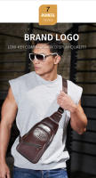 BULLCAPTAIN Bolsa De Pecho Para Hombre 2023 Cuero Genuino Gran Capacidad Casual Estilo Clásico Con Cierre De Cremallera Y Hebilla - details 7