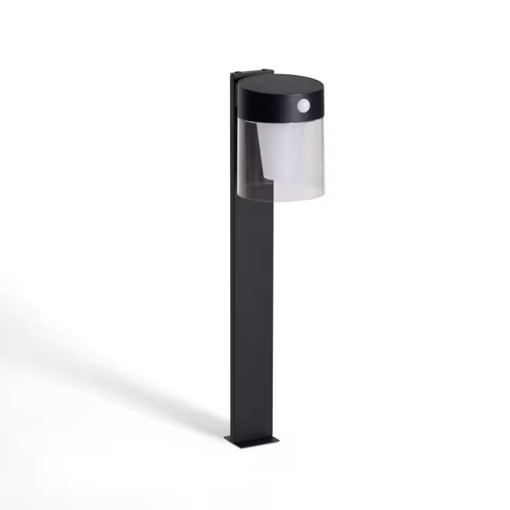 Ledkia Baliza de Pie Exterior Solar LED 1,5W 46cm Aluminio con Sensor de Movimiento Efren Negro - 1