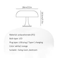 Lámpara De Mesa Clásica En Forma De Hongos Para Dormitorio Diseñadora Danesa Lámpara De Noche Decorativa En Color Naranja Estilo Bauhaus Moderno - details 1