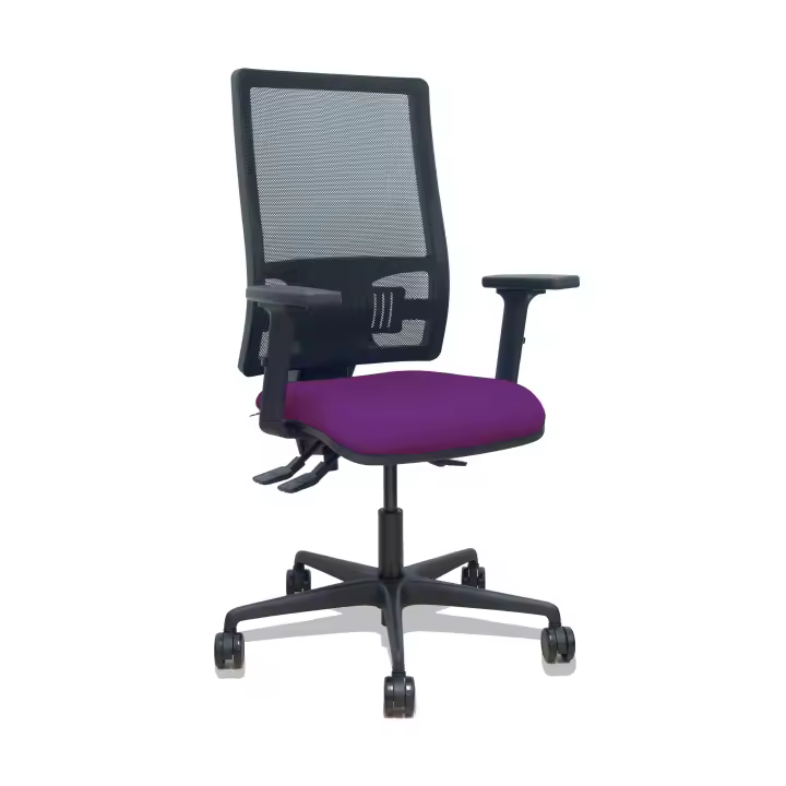 Silla Bormate asincro malla negra asiento bali morado brazos 2D ruedas 65mm - 1