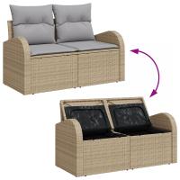 Sofá de jardín de 2 plazas vidaXL con almacenamiento y cojines Beige de poliratán - details 6