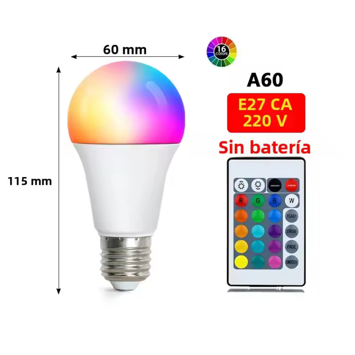 Bombilla LED RGB E27 5W 10W 15W Con Control Remoto IR Luz Inteligente RGBW Para Decoración De Hogar Bombillas LED De Gama Alta - 1