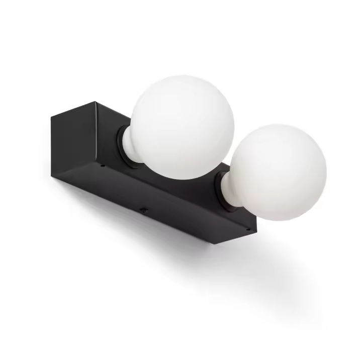 Ledkia Lámpara de Pared Baño Metal 2 Focos Aizkra Negro - 1
