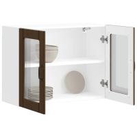 vidaXL Armario pared cocina puerta cristal Lucca blanca alto brillo en color Blanco brillante/Marrón roble/Blanco y más | almacenamiento funcional diseño moderno para baño dormitorio sala - details 1