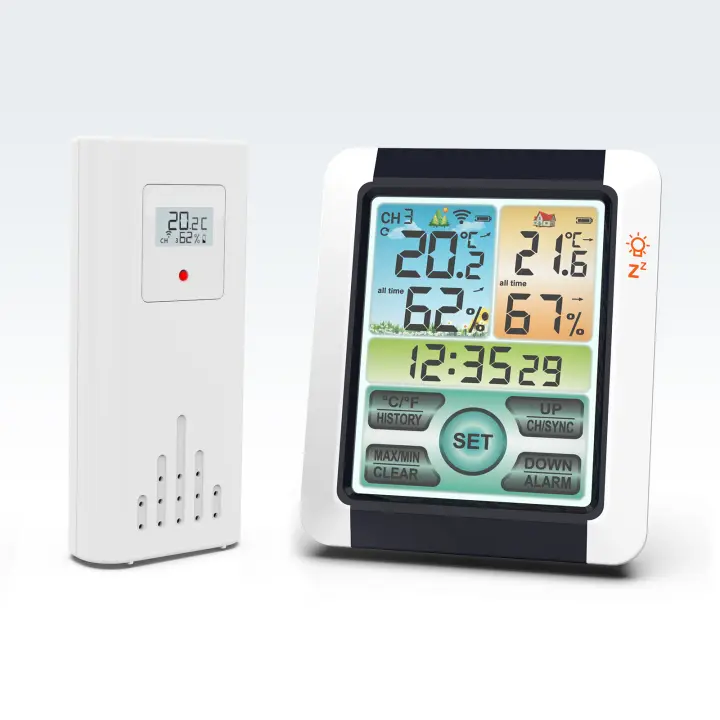 Reloj Estación Digital Con Sensor Exterior Meteorólogo Termómetro Higrómetro Climate Previsión Termómetro Higrómetro Con Sensor Exterior Inalámbrico - 1