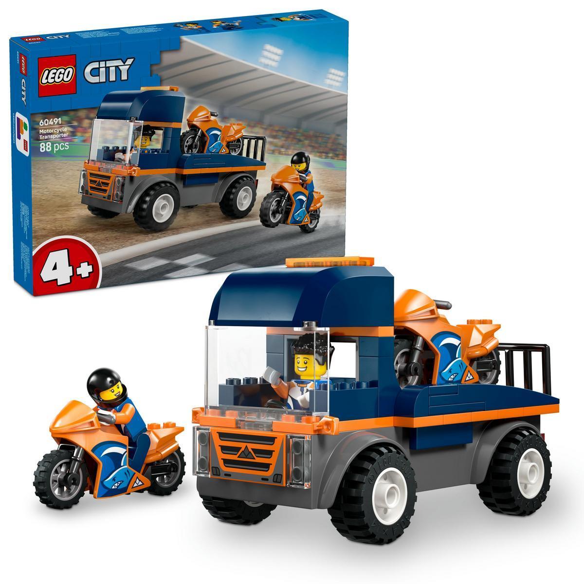 [PREVENTA] LEGO® 60491 City Camión de Transporte de Motos Camión Plataforma Set de Construcción con 2 Motos de Juguete y 2 Minifiguras