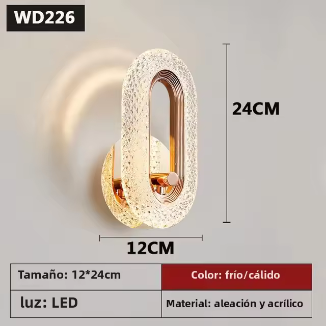 Lámpara De Pared Moderna Nórdica De Lujo Con Base De Hierro Y Sombrilla De Acrílico Iluminación Nocturna Exquisita Para Decoración De Dormitorio Luz LED Para Sala De Estar Y Estudio - 1