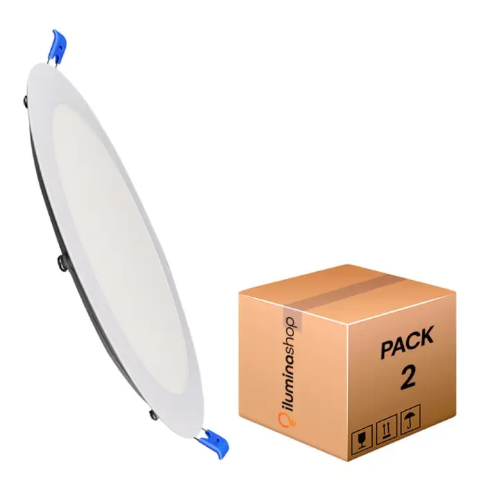 IluminaShop - Downlight Panel LED Circular II 20W 2000LM (Pack 2 Unidades) - Temperatura de Color Blanco Frío 6000K - 1