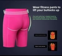 Pantalones cortos de Yoga para mujer con bolsillos laterales Fitness Running elásticos ajustados de secado rápido pantalones de cinco cuartos 2046 ropa deportiva - details 7