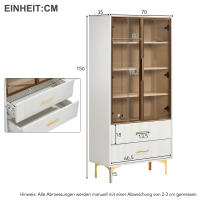 Elegant Vitrina de Vidrio with Dos Puertas-70 * 35 * 150cm-Puerta de Vidrio, Pitas Doradas, Estante Móvil, Vitrina with Luz LED, Gabinete, Vitrina de Vidrio, Gabinete Alto, Vitrina Vertical - details 4