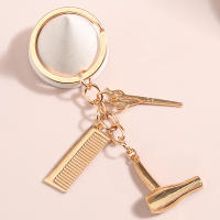 Llavero De Estilista Nuevo Llavero De Cabello Para Salon Llavero De Secador De Pelo Tijeras Peine Regalos Para Mujeres Y Hombres Joyería DIY Material Metálico Estilo Antiguo Plata - details 5