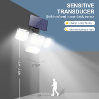Luces Solares Exteriores Con Sensor De Movimiento 4 Cabezas Luz De Pared Remota Impermeable Para Iluminación De Callejeras Patio Jardín Garage - details 3