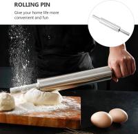 Roller &; Pastelería de acero inoxidable antiadherente Rolling Roller Stick Rolling Rod Baking Tool para pan italiano Pizza Corst Cookie Pastelería Plata - details 2