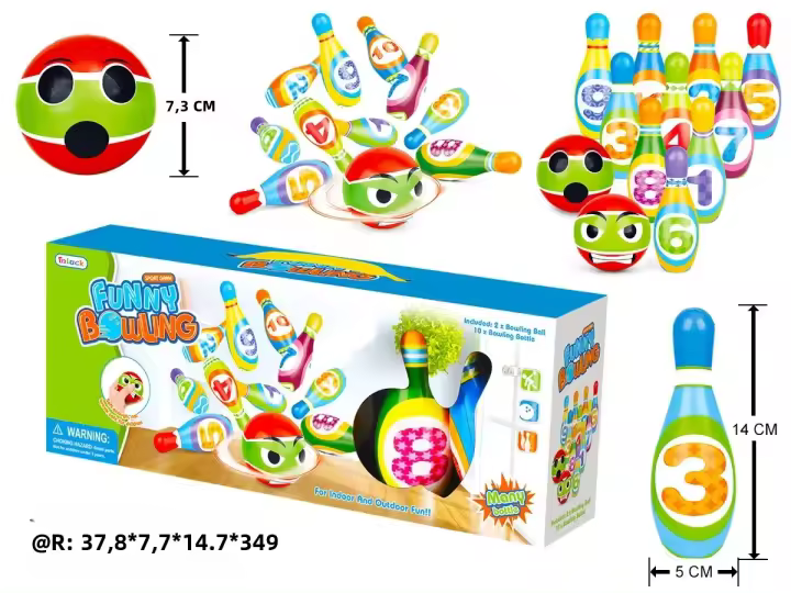 Juego De Bowling Para Niños Divertido Y Educativo En Plástico PU Juguete Deportivo De Competición Familiar Para Interiores Y Exteriores Adecuado Para Edades 3-12 - 1