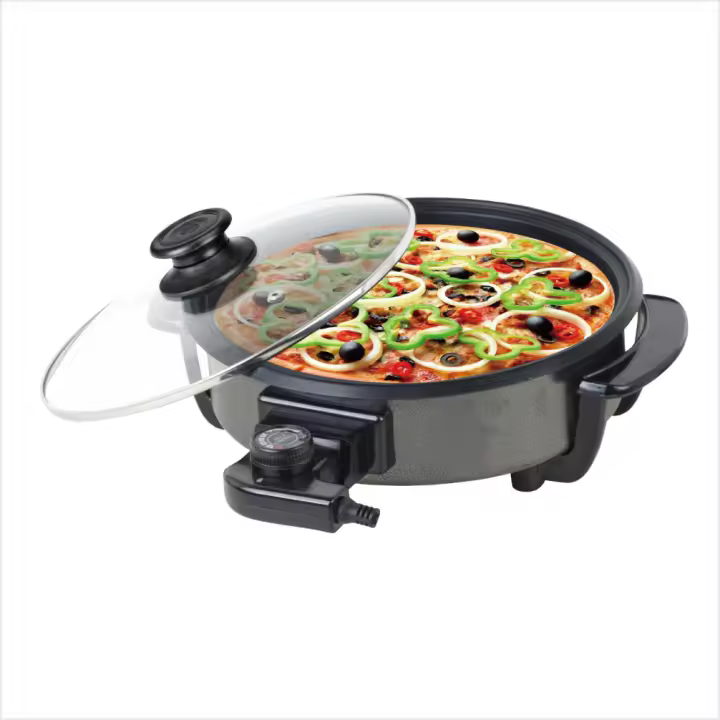 Sartén Eléctrica SAPT con Regulador de Temperatura | 3 Tamaños Disponibles | Base Antiadherente + Tapa de Cristal | Asas Anti quemaduras | Ideal para Pizza, Pan y Paellas | 5 Niveles de Temperatura | Cocina Rápida y Versátil 🍕🔥 - 1