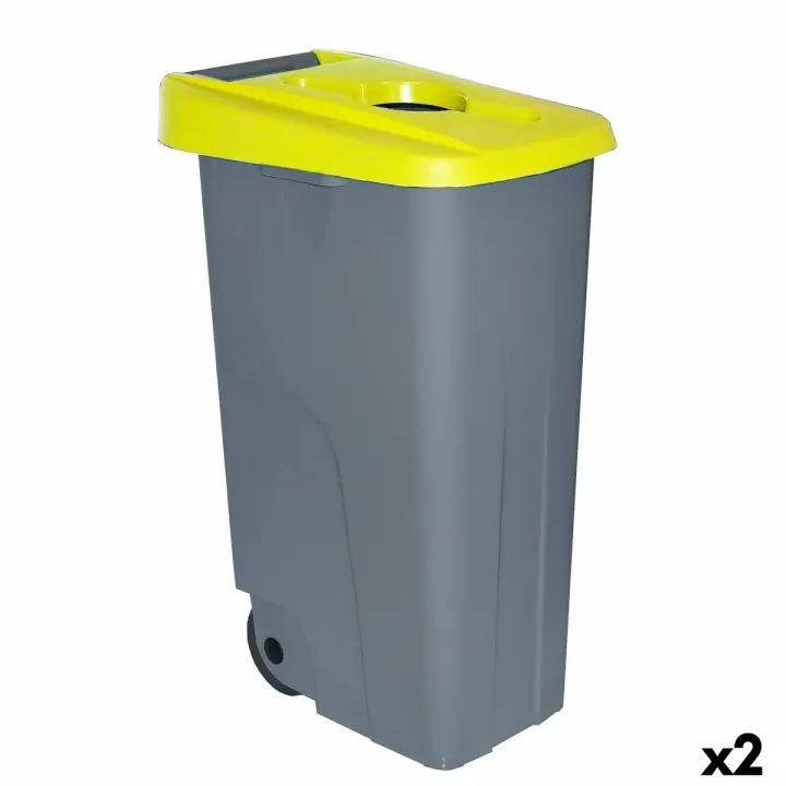 Cubo de Basura con Ruedas Denox 85 L Amarillo 58 x 41 x 76 cm - 1