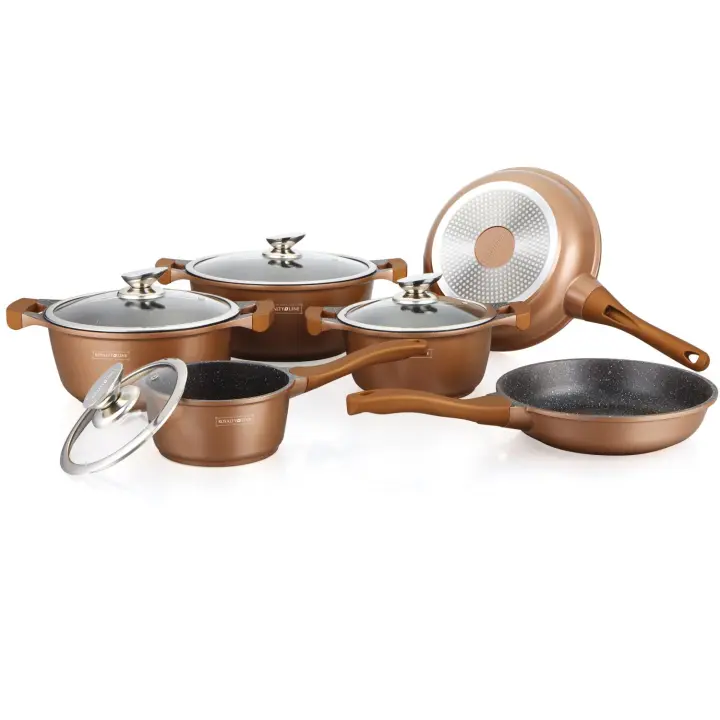 Batería de cocina 10 piezas con revestimiento de piedra , Teflón RL-BS1010M Cobre - 1