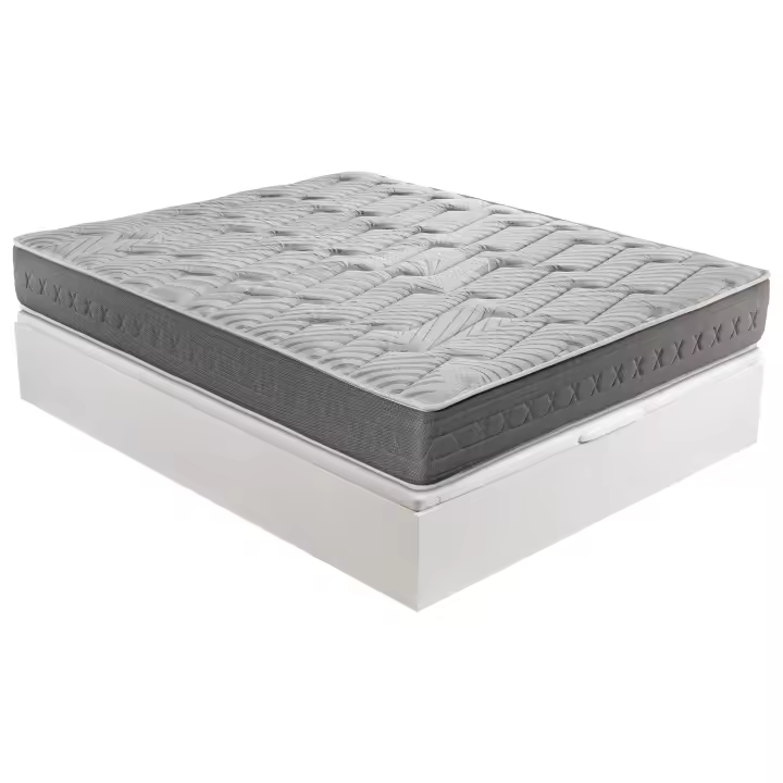 ROYAL SLEEP, Pack Descanso colchón viscoelastico Ceramic Plus y canapé abatible Gran Capacidad Blanco Madera - Montaje y Retirada de Usado Incluido  - 1