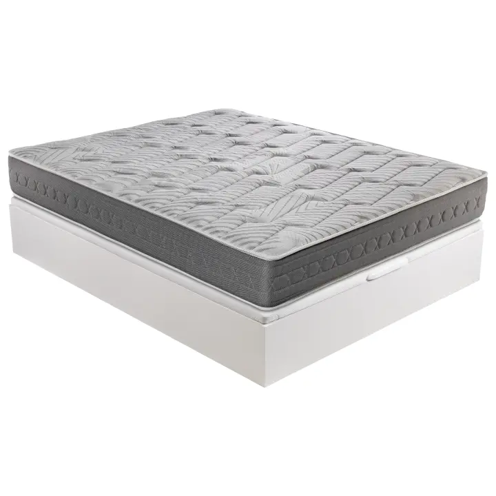 ROYAL SLEEP, Pack Descanso colchón viscoelastico Ceramic Plus y canapé abatible Gran Capacidad Blanco Madera - Montaje y Retirada de Usado Incluido  - 1