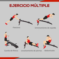 HOMCOM Banco de Abdominales Altura Ajustable Banco de Musculación Multifuncional para Fitness Entrenamiento de Espalda Abdominal Piernas Carga 120kg con 2 Cuerdas y 1 Tirador de Resorte - details 3