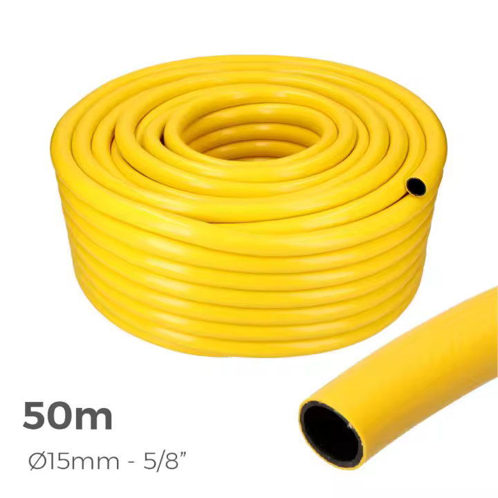 MANGUERA AGRICOLA COLOR AMARILLA Ø INTERIOR 15mm Ø EXTERIOR 20mm (5/8") ROLLO 50m EDM - 1