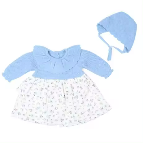 Conjunto 2 piezas bebé niña: Vestido manga larga tejido combinado y capota de punto 28675 Tony Bambino - 1