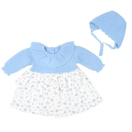 Conjunto 2 piezas bebé niña: Vestido manga larga tejido combinado y capota de punto 28675 Tony Bambino - 1