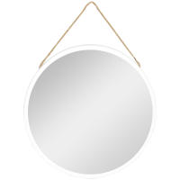 HOMCOM Espejo Decorativo de Pared 30x30 cm Espejo Redondo de Metal con Cuerda para Salón Dormitorio Entrada Estilo Moderno Blanco - details 0