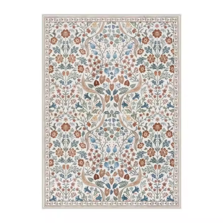  Alfombra Bohemio Floral Vibrante Para Sala De Estar Decorativa Anti-deslizante Lavable Minimalista Para Dormitorio Y Baño - 1