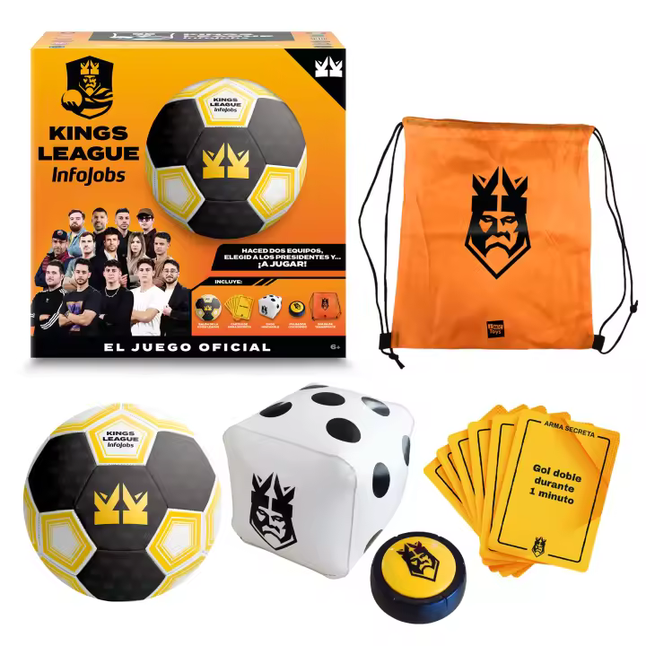Juego Oficial Kings League- Juego de Futbol Recrea un Partido Real. Incluye, Balón, Cartas y Pulsador NIÑOS +6 años - 1
