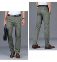 Pantalones Casuales De Algodón Para Hombre Primavera Verano Verde Negro Caqui Estilo Business Cierre De Cremallera High Waist - details 5