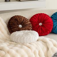 Almohada redonda de terciopelo con forma de rueda y diseño de flor de hielo para sofá, mesita de noche, ventana salediza, futón, almohada de calabaza - details 1